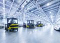 Forklift in a warehouse