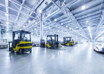 Forklift in a warehouse