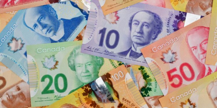 Pile of Canadian dollar bills in various denominations