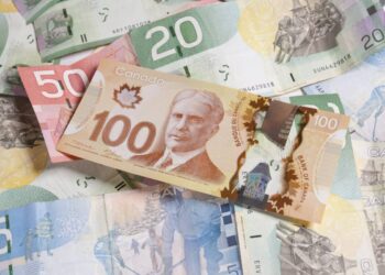 Paper Canadian currency of various denominations
