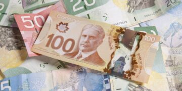 Paper Canadian currency of various denominations