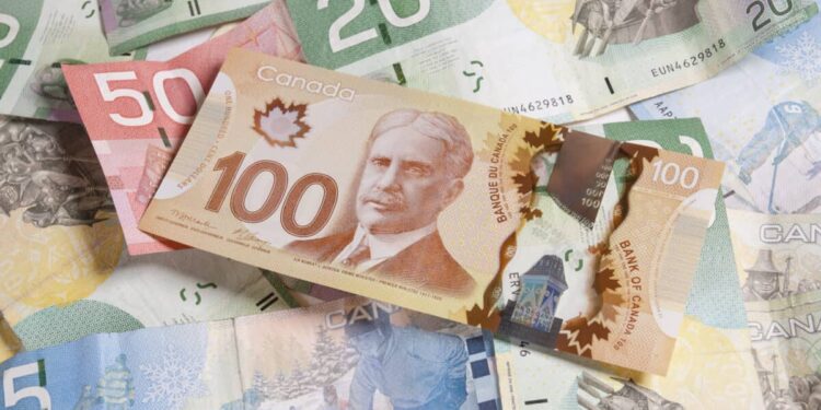 Paper Canadian currency of various denominations
