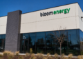 Bloom Energy logo displayed on the exterior of a modern office building