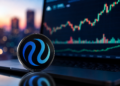 Injective INJ token displayed beside a rising crypto candlestick chart
