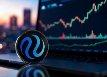 Injective INJ token displayed beside a rising crypto candlestick chart