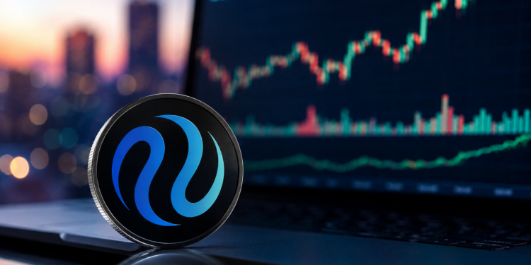 Injective INJ token displayed beside a rising crypto candlestick chart