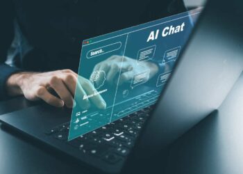 A person uses and AI chat bot