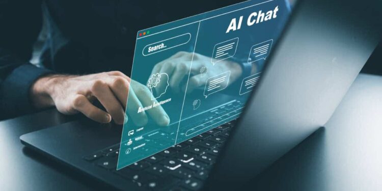 A person uses and AI chat bot