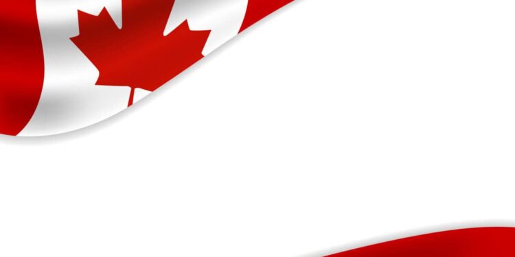 Canada day banner background design of flag