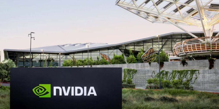 Nvidia logo at company headquarters