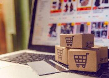 A shopper makes purchases from an online store.