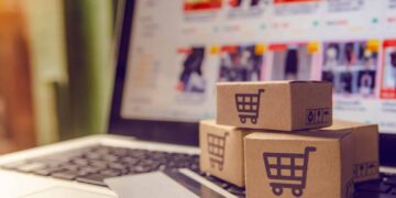 A shopper makes purchases from an online store.